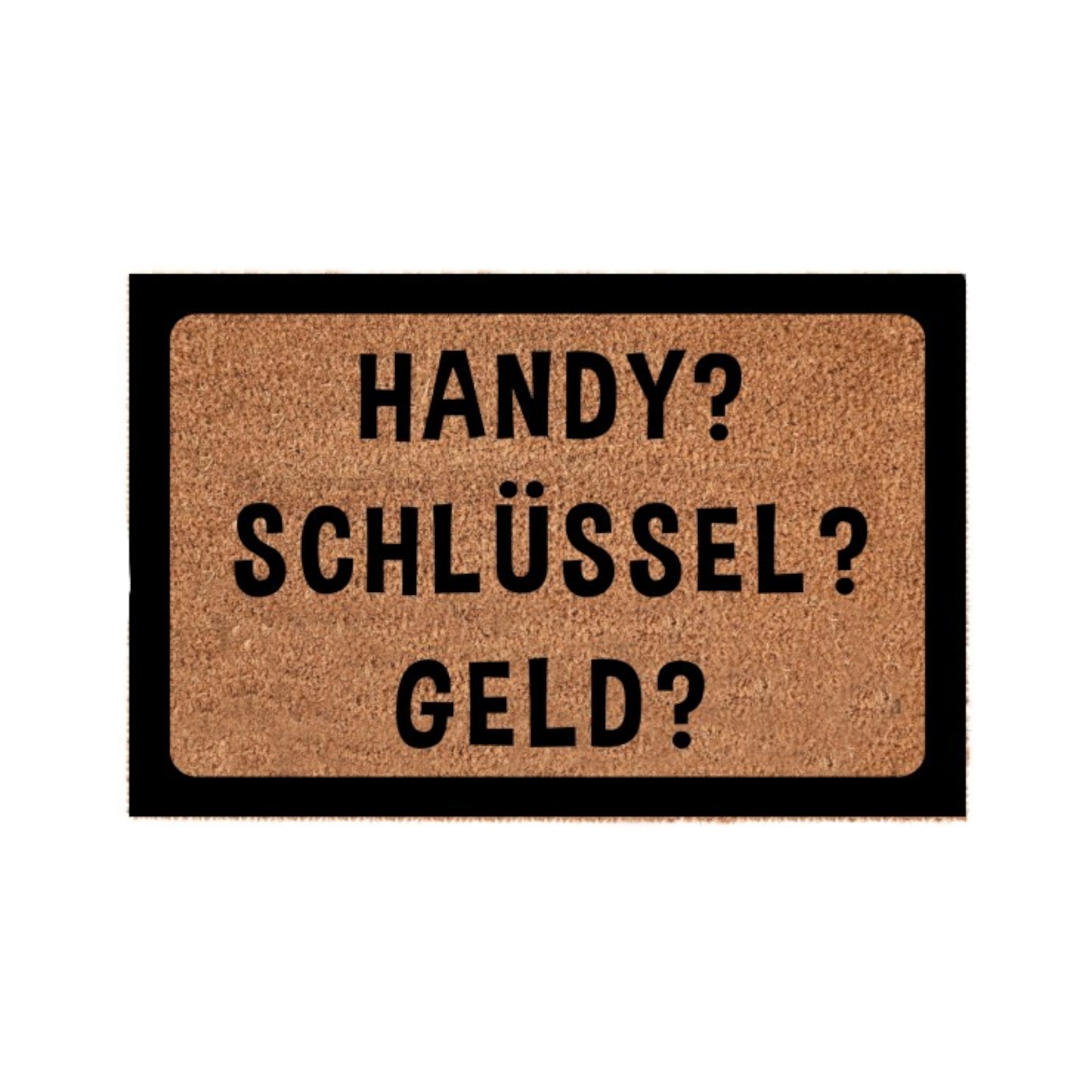 Darstellung von Fußmatte Handy? Schlüssel? Geld?