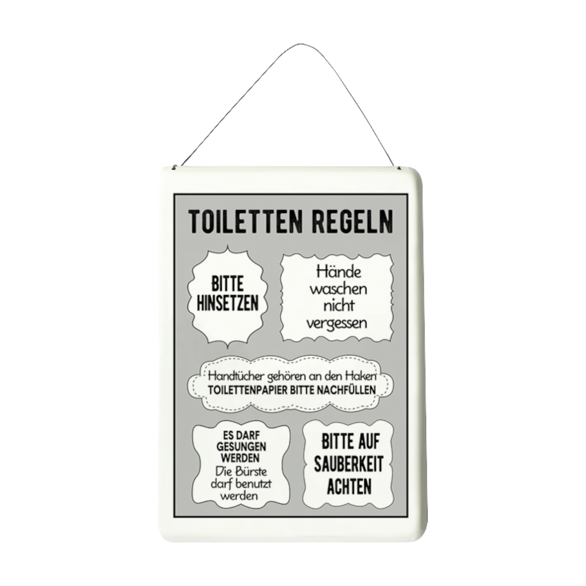 Darstellung von Metallschild Toiletten Regeln...