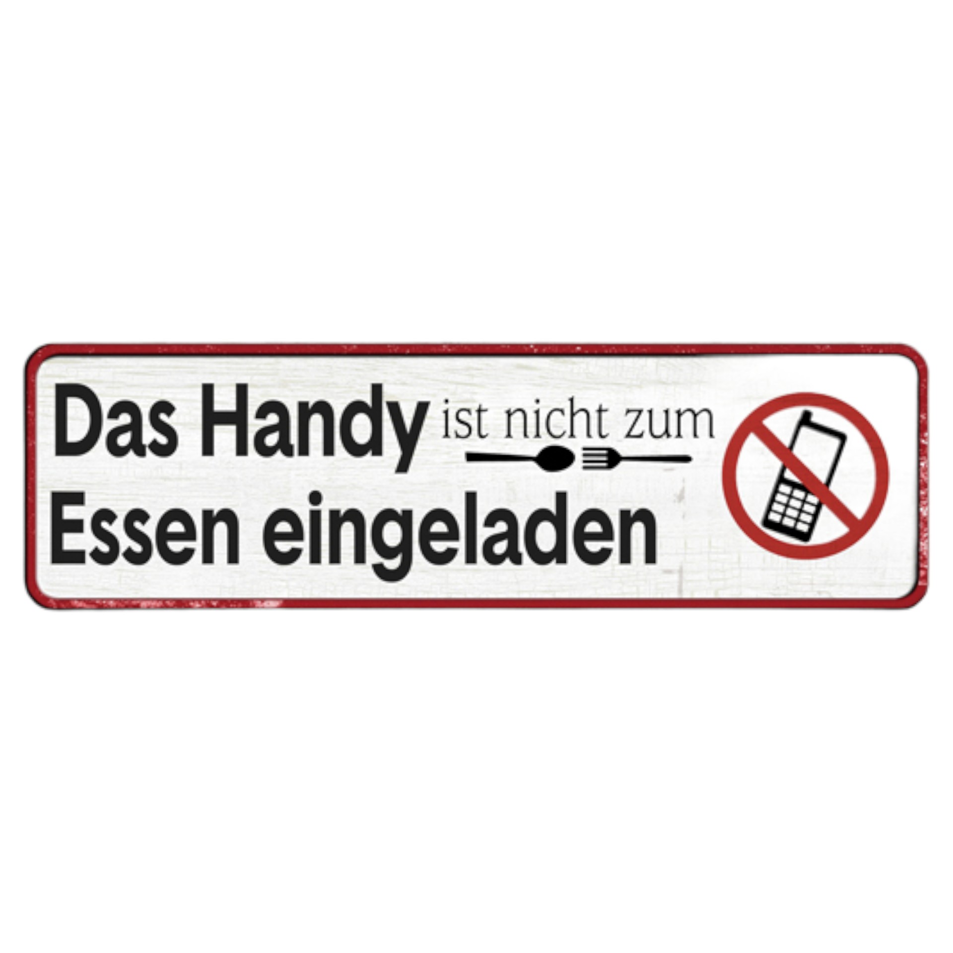 Darstellung von Schild Das Handy ist nicht zum Essen eingeladen