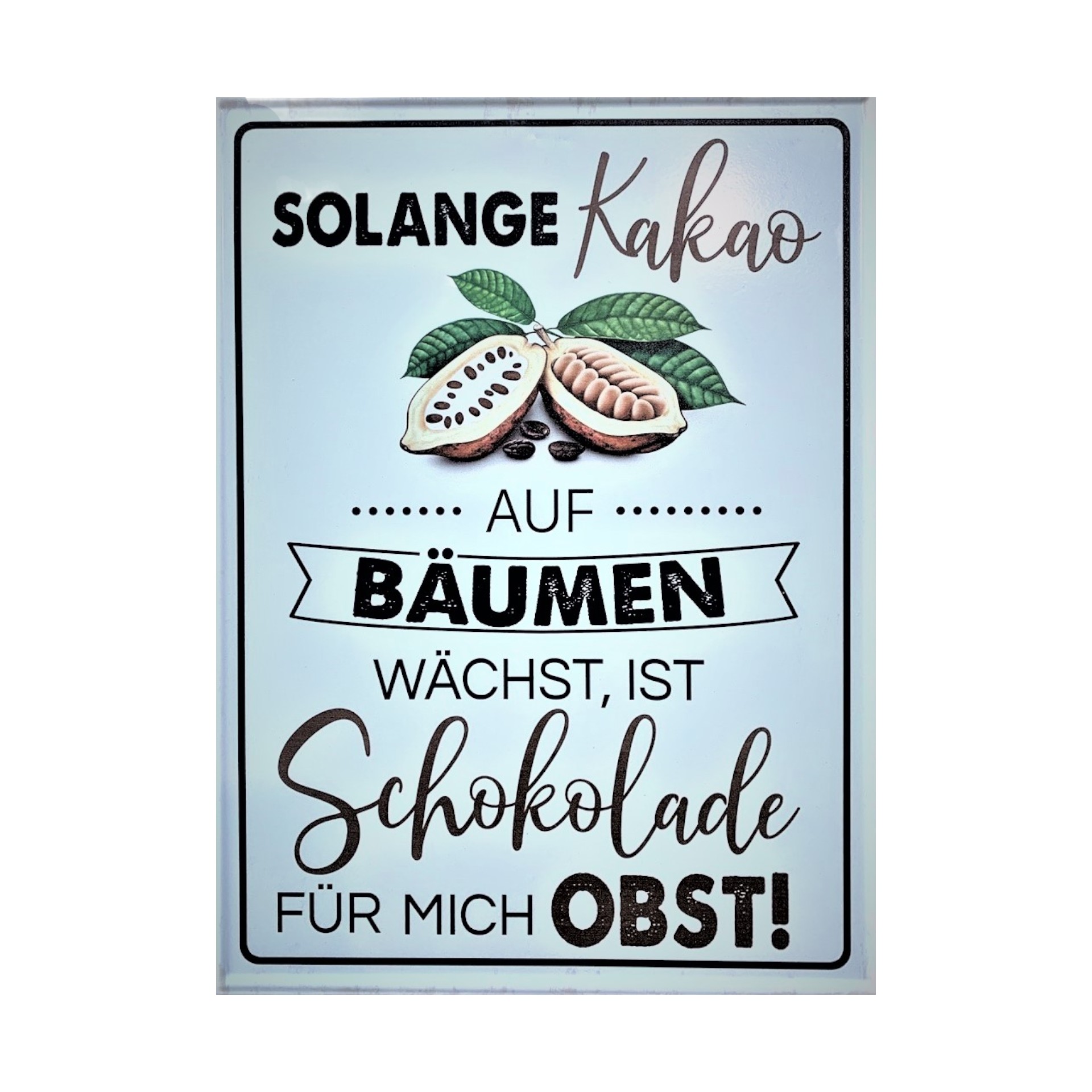 Darstellung von UV Schild solange Kakao auf Bäumen wächst,...