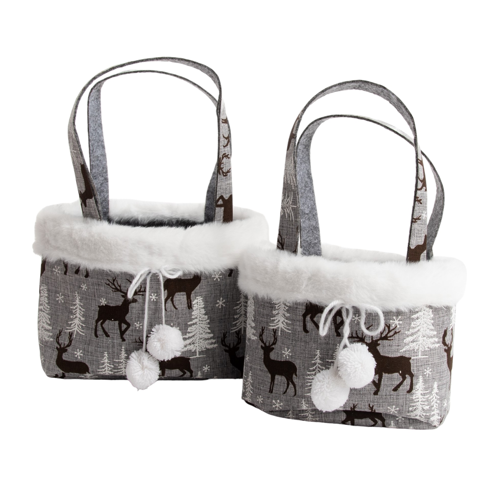 Darstellung von Tasche rund grau Snowball“ Hirsche 2 Henkel