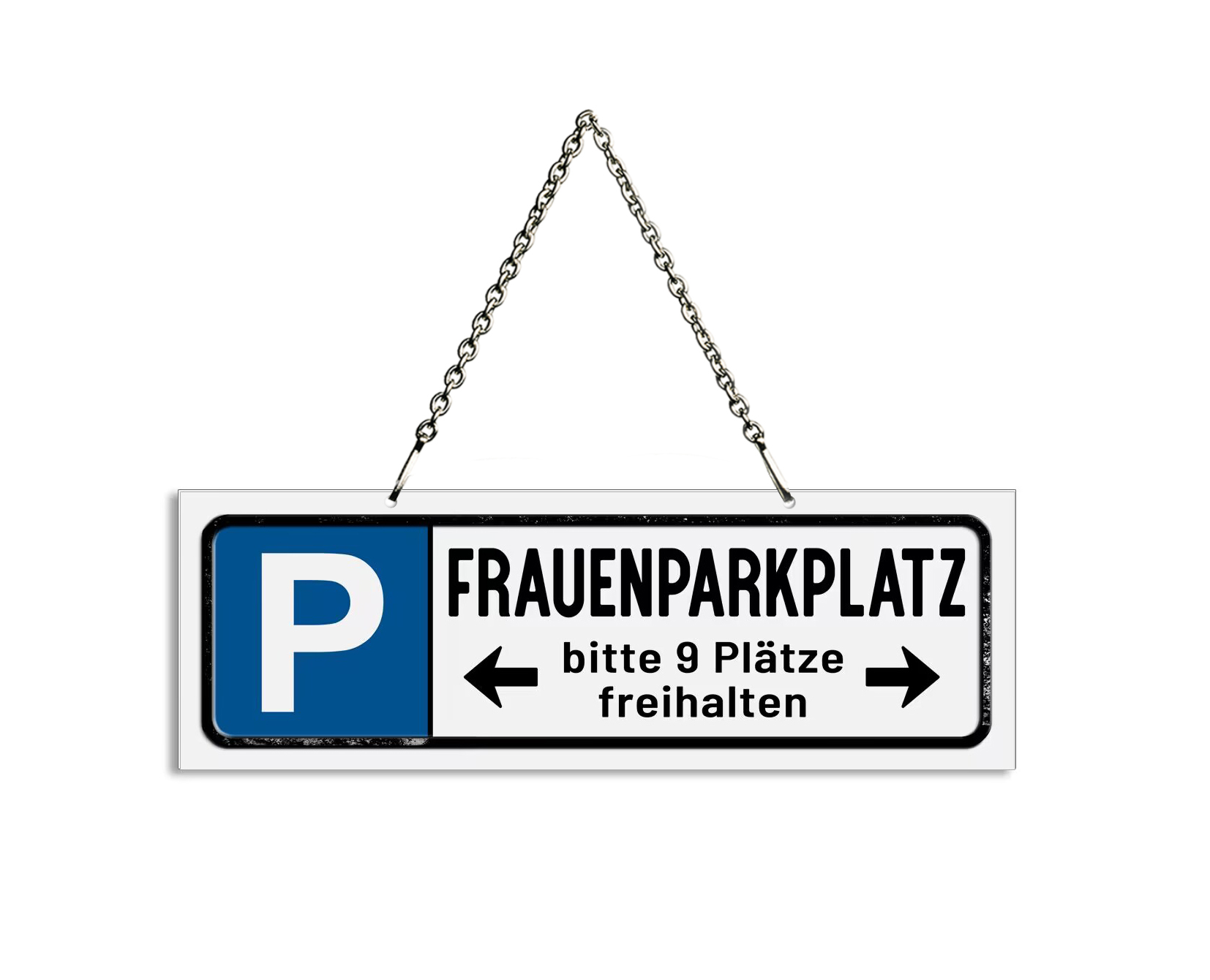 Darstellung von UV Schild Frauenparkplatz... mit Hänger