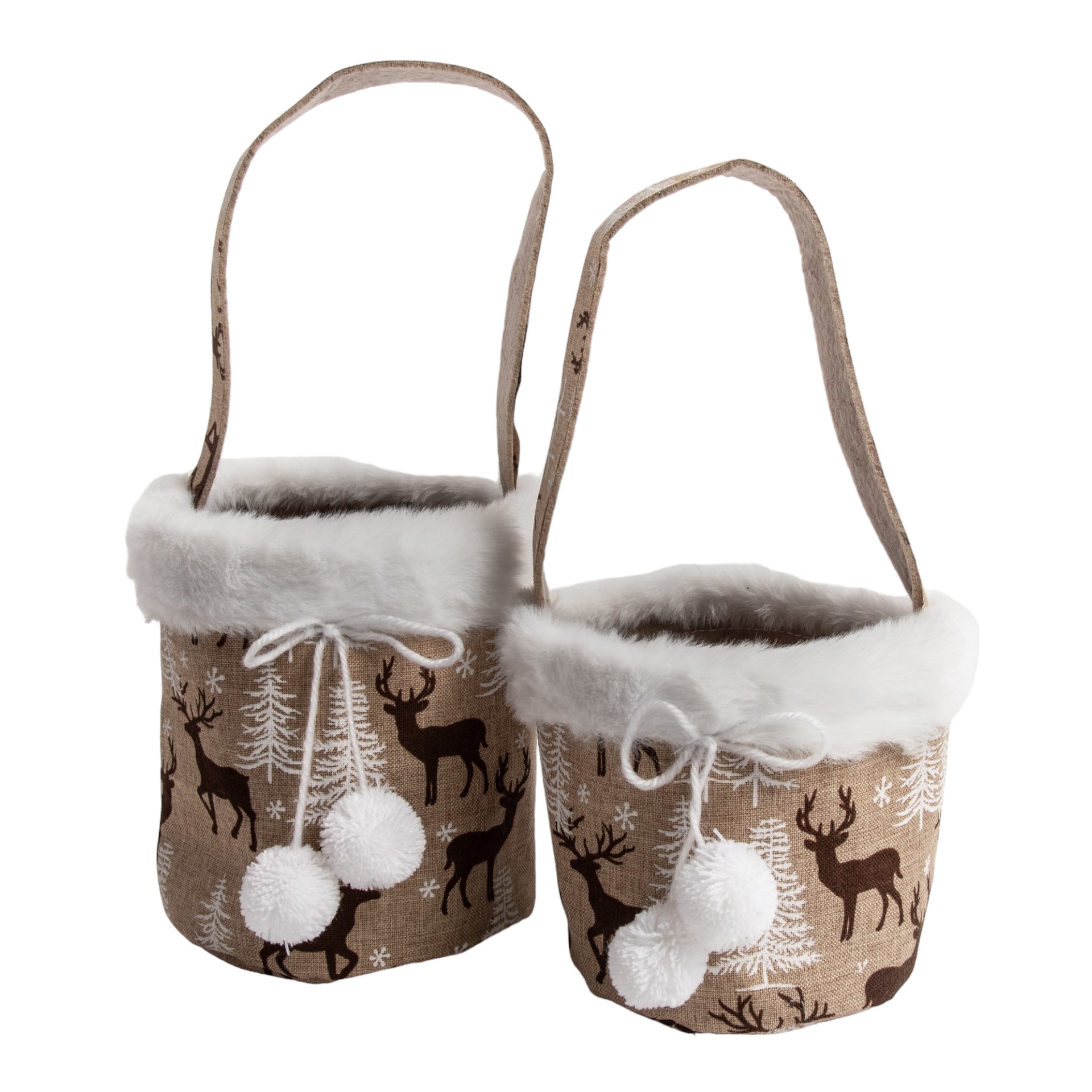 Darstellung von Tasche rund braun Snowball“ Hirsche 2 Henkel