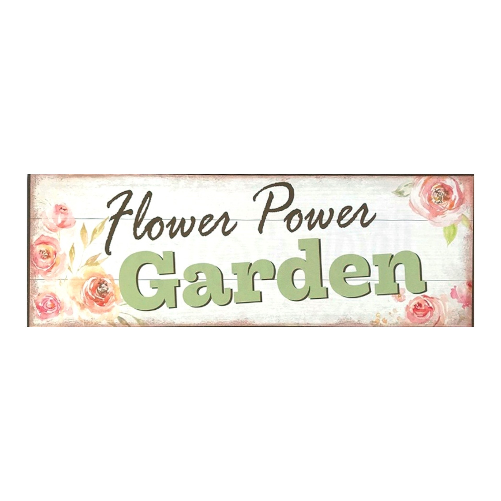 Darstellung von Metallschild Flower Power Garden